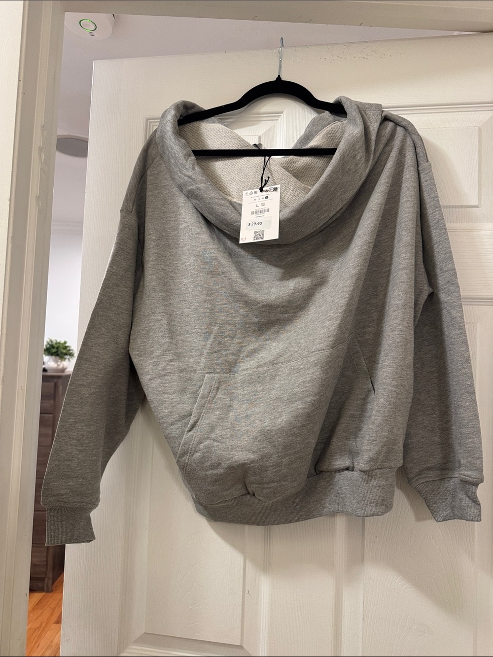 Bershka Gray Off-Shoulder Cowl Neck Sweatshirt